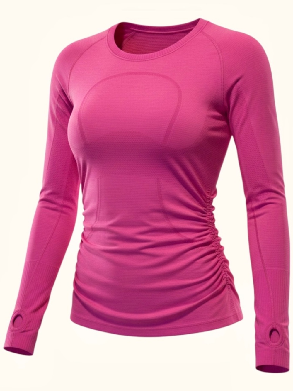 Lululemon -  *Ruched - Run Swiftly Tech Long Sleeve - Scoop - Pow Pink - Size 6